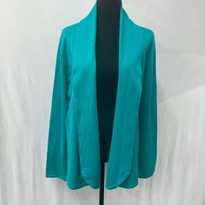 RED label aqua blue colored lightweight open front cardigan, size XL